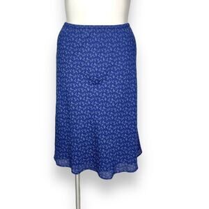 Vintage Talbots blue floral silk skirt 10